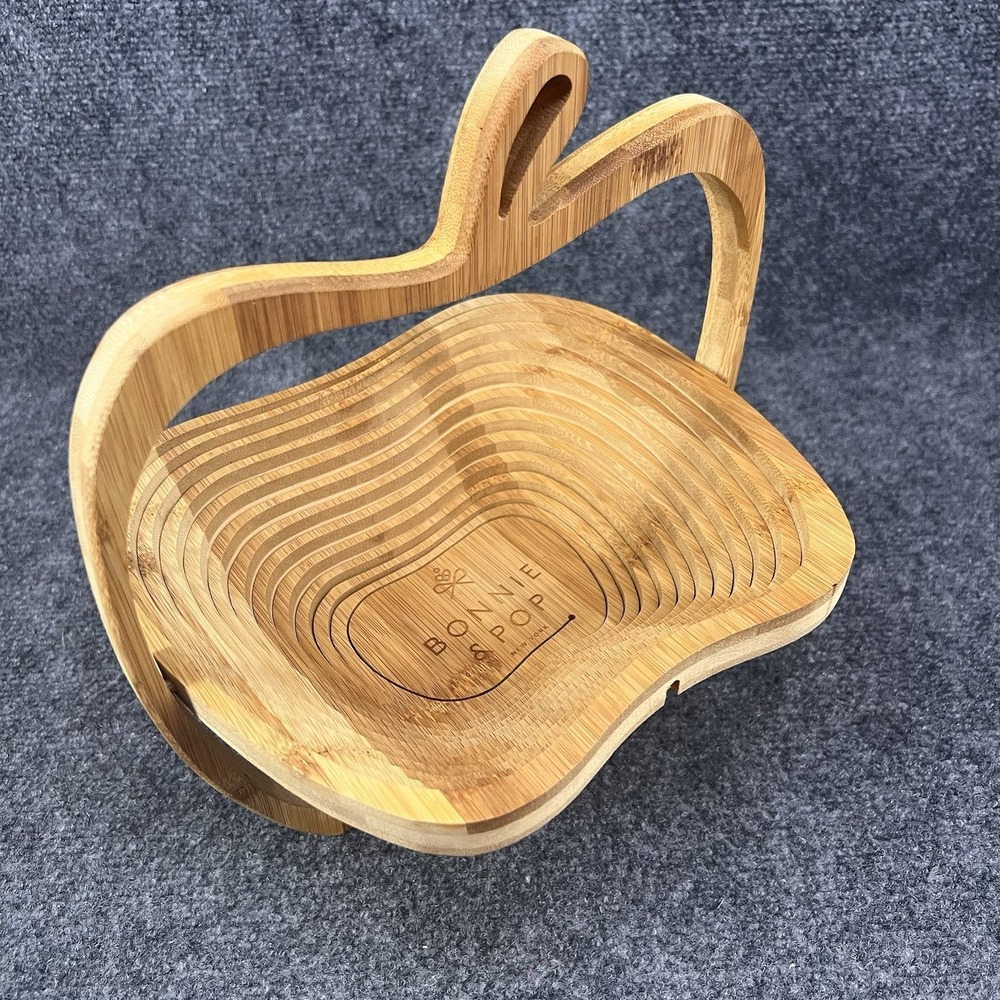 Bonnie & Pop NY Wooden Collapsible Apple Fruit Basket Trivet 11.75" T - Picture 7 of 11